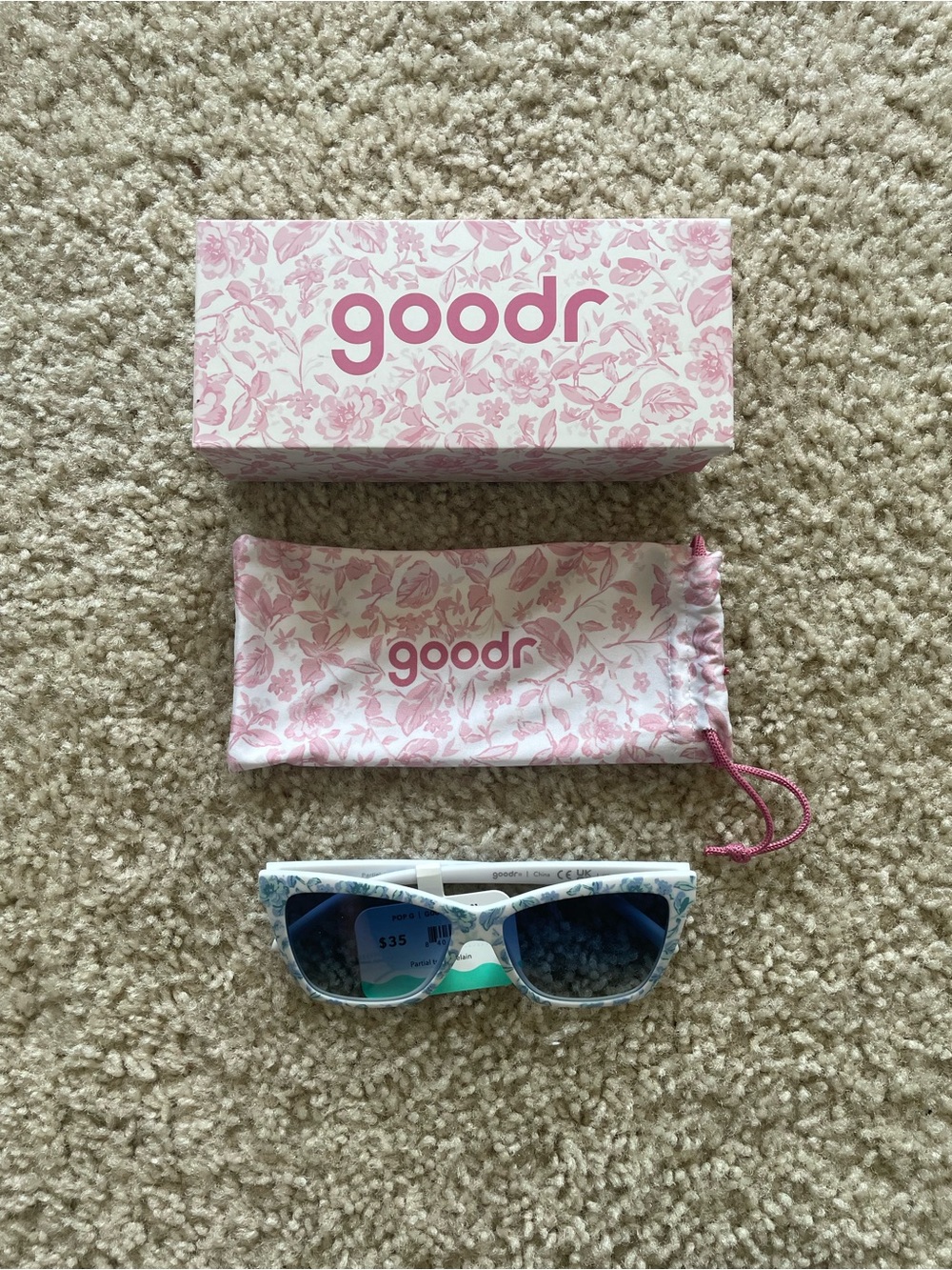 Goodr Blue Floral Sunglasses NWT